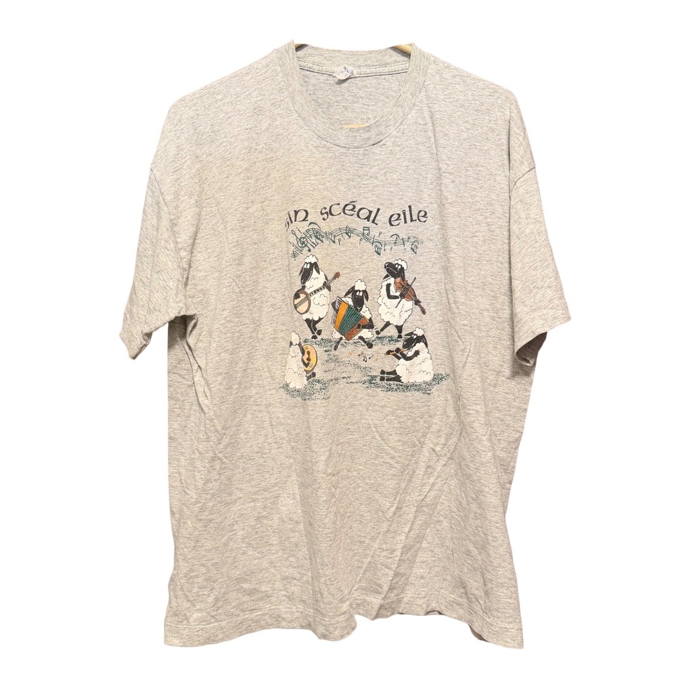 Vintage Screen Stars Sin Sceal Eile Irish Sheep Band T-Shirt XL Gray 90s Ireland